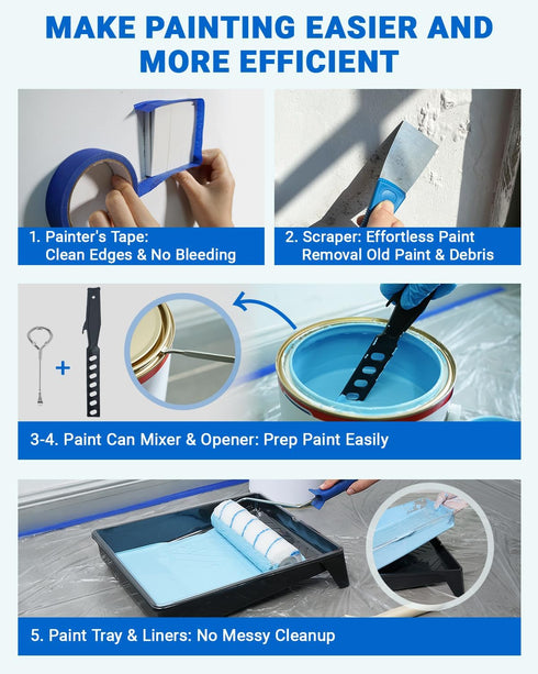 (24 30-Piece Set Paint Roller Kit with Extension Pole FT) for Walls & Ceilings Home Painting with Paint Rollers