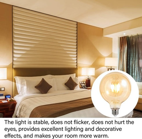 LED Bulbs 60 Watt Equivalent, 2 Pack, 6W G125 LED Globe Bulbs, Antique Vintage Amber, E26 Standard Base
