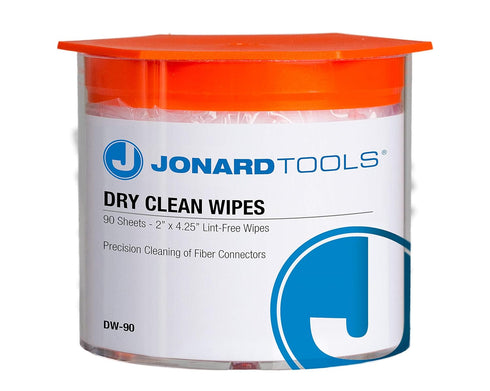 Jonard Tools DW-90 Pack of 90 Dry Wipes for Cleaning Bare Fiber, Connector End-Faces, and Electronic Components