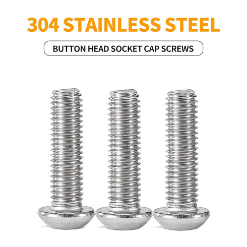 M6-1.0 x 16mm Button Head Socket Cap Bolts Screws, 304 Stainless Steel 18-8, Allen Socket Drive, Quantity 25