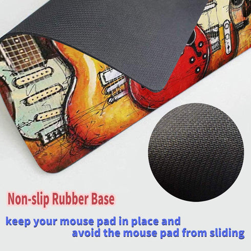 Gaming Mouse Pad Customized Tapestry Guitar Design Non-Slip Rubber Base with Coaster Set for Office and Gaming