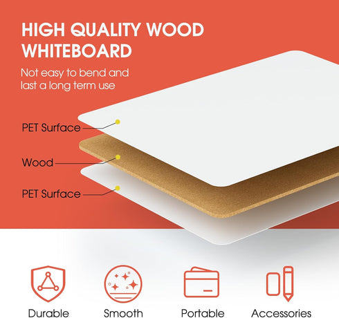 MaxGear 6 Pack Small White Board Dry Erase Boards, 9" x 12" Mini with Erasers and Markers