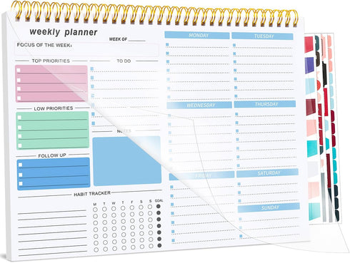 Undated Weekly To Do List Notepad, 52 Tear Off Sheets Weekly Planner & Habit Tracker for Home and Work, Blue