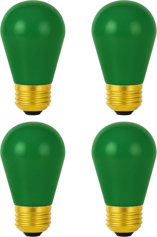 OHLECTRIC String Light Bulbs (4-Pack) Christmas Ceramic Green Incandescent Bulbs S14 Dimmable