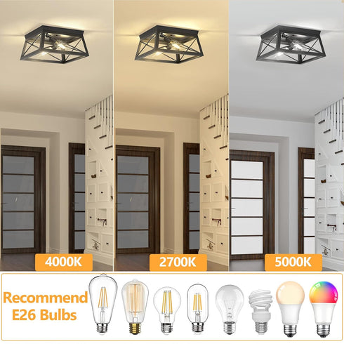 2 1 Pack, Pynsseu Industrial Ceiling Light, Lights Farmhouse Semi Flush Mount Ceiling Fixture for Kitchen Island Dining