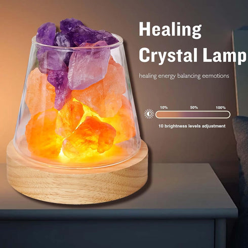 3 Runyangshi Healing Crystal Night Light Natural Himalayan Salt & Amethyst Raw Stones Aroma Diffuser USB Powered Colour