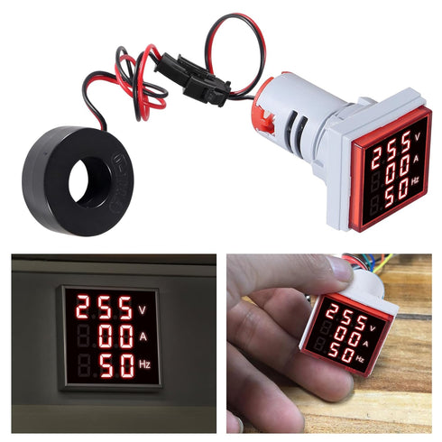 3pcs 3 in 1 AC Digital Ammeter Voltmeter, 60-500V 0-100A with LED Display Voltage Detector Current Tester