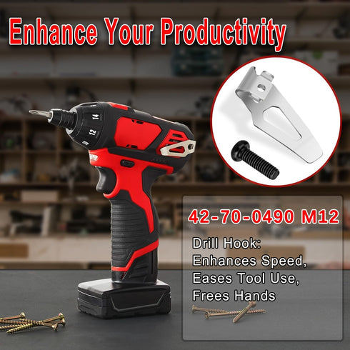 42-70-0490 Belt Clip Kit for Milwaukee M12 12V Power Tools, 4PCS Drill Impact Driver Tool Clips with Screws