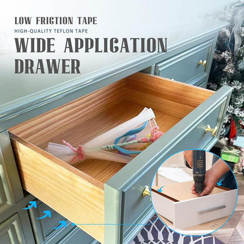 1 Roll Low Friction Tape, 1 Inch x 33 Feet, Squeak Resistant, Surface Protection Tape for Drawer, Cabinet, Furniture,