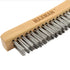 Stainless Steel Wire Brush, 14" Long Curved Beechwood Handle for Cleaning Rust, Large