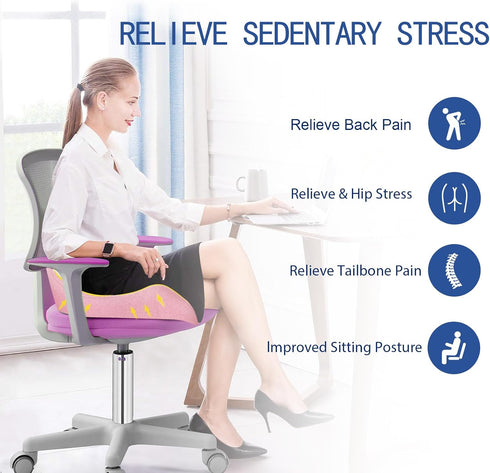 Tailbone X Large Memory Foam Seat Cushion for Office Chair,for Back Support, Relief Sciatica & Coccyx Pain Relief