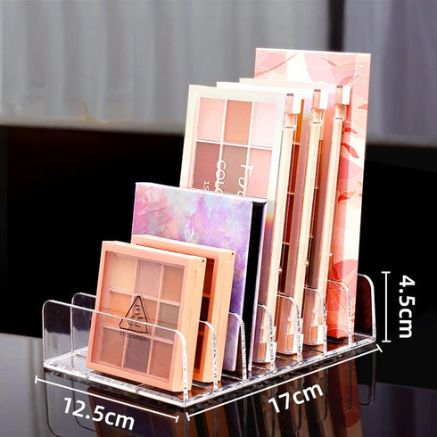 Eyeshadow Makeup Palette Organizer, 2 Pack, 7 Slot Acrylic Desk Organizer for Sorting Mail, Clear