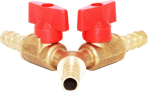 Joywayus 5/16" Hose Barb - Y Shaped Type 3 Way Union Intersection/Split Brass Shut Off Ball Valve Fitting