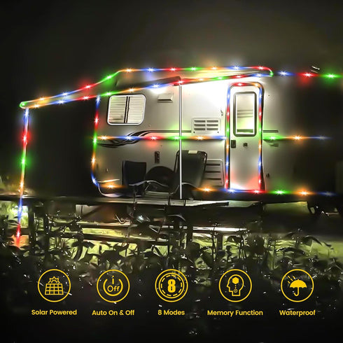 LHYLDS 200 66FT LED Solar Rope Lights Outdoor, Solar String Lights Indoor Waterproof Solar Powered Trampoline Light