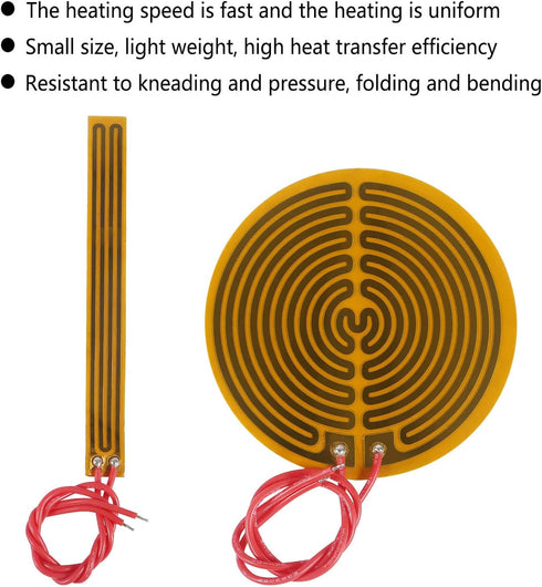 20PCS Film Heater Plate Adhesive Pad, PI Heating Elements Film with Cord (12V 12W + 12V 13W)