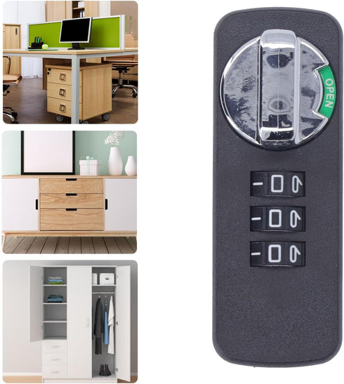 3 Mechanical Combination Lock, High Security Digit Combination Cabinet Lock, Password Drawer Lock for TV Cabinets