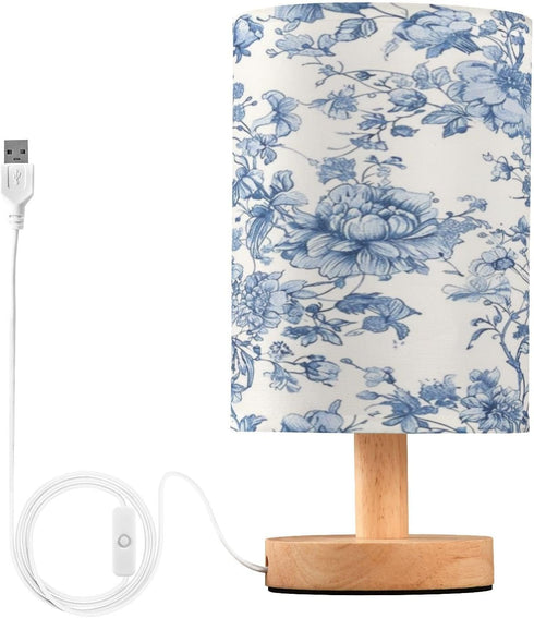 RMDQT Flower Lamp Blue Floor Lamp Bedside Table Lamp for Bedroom - Push