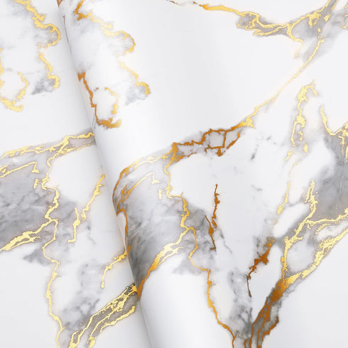 LACHEERY Thick White Marble Contact Paper for Countertops, Waterproof Peel and Stick Wallpaper 15.8"x80"