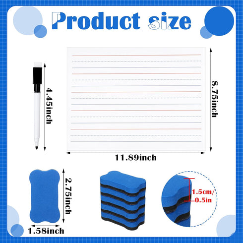 Seajan 12 Pack 9" x 12" Small Magnetic White Board Kit, 12 Mini Double Sided Boards, Dry Erasers, Black Markers