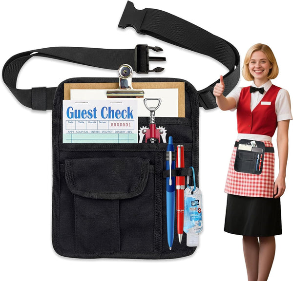 Server Waist Pouch, Server Apron Waitress Accessories Bag Adjustable Belt Waitress Apron