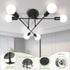 6 E26 Bulbs CANMEIJIA Modern Sputnik Chandelier Ceiling Light Fixture with Lights Black Mid Century Ceiling Mount