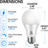 Energetic 100W Equivalent, A19 LED Light Bulb, Warm White 3000K, E26 Base, Non-Dimmable, 1600LM, UL Listed, 4-Pack by Energetic Lighting