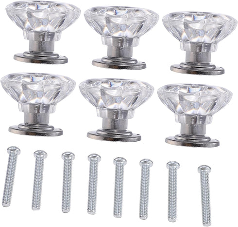 TEHAUX 6pcs Mini Drawer Knobs Crystal Decorative Handles for Bedside Cabinets Jewelry