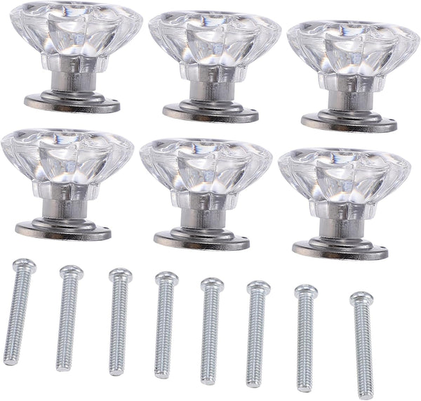 TEHAUX 6pcs Mini Drawer Knobs Crystal Decorative Handles for Bedside Cabinets Jewelry
