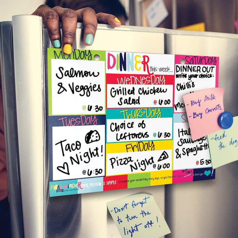 Whiteboard Dry Erase Weekly Meal Planner | Dinner Menu Board by The Meal Minder | Daily Calendar Organizer 8 in x 10 in