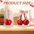 Wovnet 2 Pcs Pink Bow Cherry Bookends Wooden Pink Bookends Shelves Coquette Room Decor Cute Cherry Figurine Book Ends