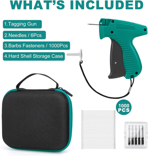 Tagging Gun for Clothing with Case, Standard Retail Price Tag Attacher Kit with 6 Needles & 1000pcs Fasteners
