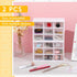 Small Drawer Organizer Set of 2, Teacher Toolbox with 9 Clear Drawers, Plastic Desktop Craft Storage Box for Home,