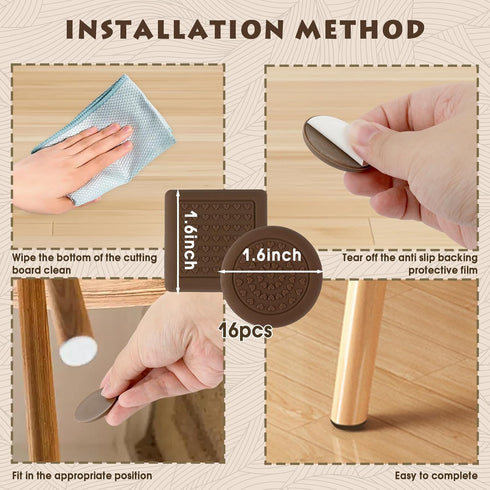 Clapery 16Pcs Reusable Cutting Board Feet Non Slip Silicone Pads,Soft Elastic Shock-Absorbing Cutting Board Feet,Non