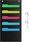 ZKOO 5 Pockets Hanging Wall File Organizer for A4/Legal/Letter Size Documents, Sturdy Black Pocket Chart