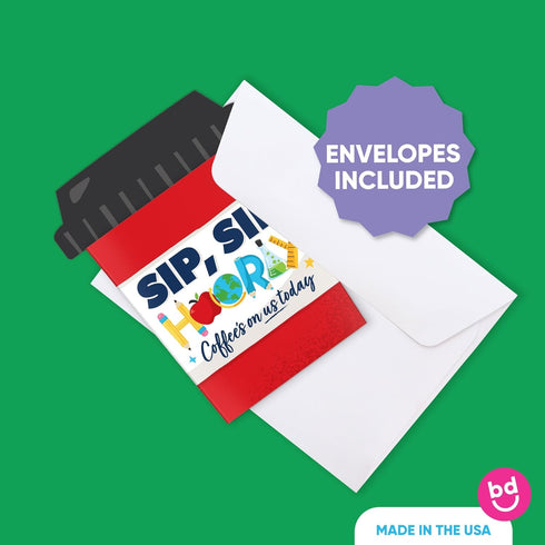 Pack, Set 8 Big Dot of Happiness Assorted Thank You Teachers Coffee Cup Gift Card Holders with Envelopes, Teacher
