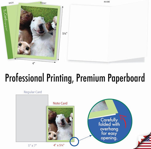 The Best Card Company - 20 Blank Note Cards with Envelopes (4 x 5.12 Inch) - Animal Card Assortment (10 Designs, 2 Each)