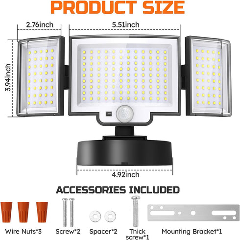 6500K 20W 3000LM 3 (1 Pack) CLAONER LED Security Motion Sensor Outdoor Lights, Remote Control Floodlights, Dusk to Dawn