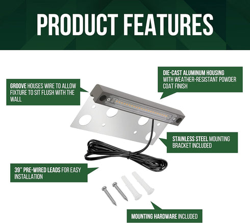 GKOLED Hardscape Light, 6.8 Inch Paver Wall Light, 4W 2700K LED, Solid Aluminum Housing, 12V AC/DC, Gray, UL Listed