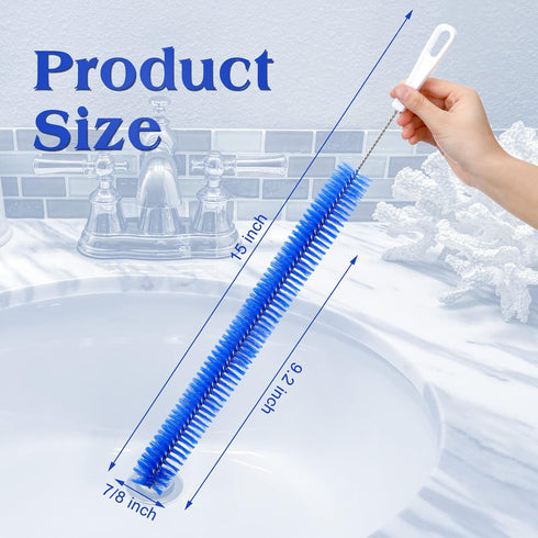 2 Pcs Drain Cleaner Brush, 15 Inches Extra Long Handle Scrub Cleaner for Kitchen, Pipes, and Dishwasher