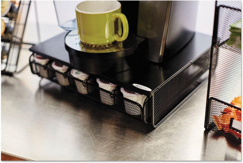 Safco Products Coffee and Sugar Organizer 3274BL Hospitality Tray, Black, 1 Drawer, 12"W x 11"D x 3 ¼"H