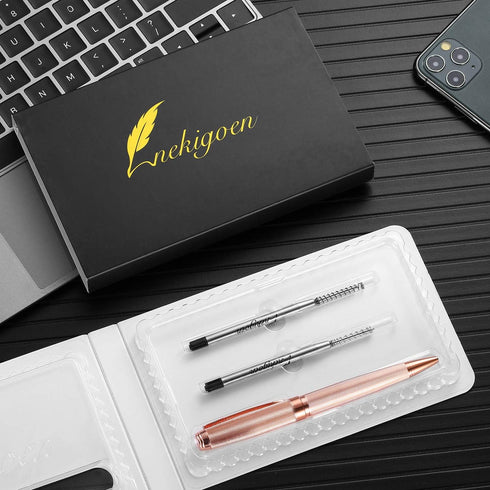 Ballpoint Pen with Gift Box for Men Women, Luxury Stainless Steel Retractable Pen for Home Office Use, 2 Extra Refills