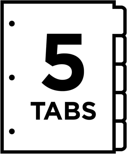 Avery Big Tab Write & Erase Dividers, 5 Multicolor Tabs - 1 Set (23180)