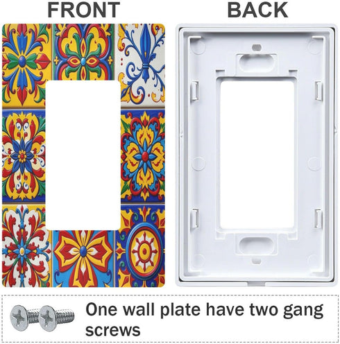 Eionryn 2 Mexican Talavera Tile Wall Plate Moroccan Ottoman Motifs Wallplates Electrical Outlet Covers Gang Switch