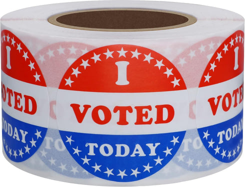 Hybsk I Voted Today with Red, White, and Blue Circle Stickers 1.5 Inch Round, 500 Labels Per Roll