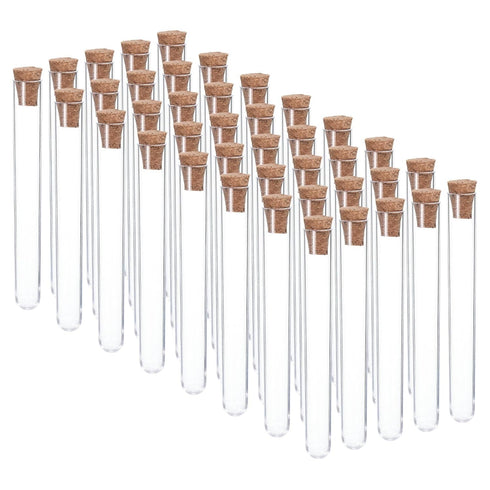 PATIKIL 7ml Plastic Test Tubes with Cork Stoppers, 40Pcs 100x12mm Tubes for Scientific Party Decoration and Lab Use