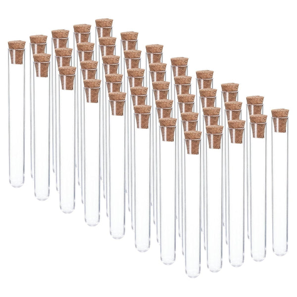 PATIKIL 7ml Plastic Test Tubes with Cork Stoppers, 40Pcs 100x12mm Tubes for Scientific Party Decoration and Lab Use