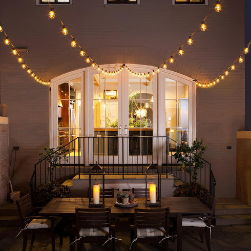 Mlambert 48FT 15 G40 Bulbs(1 Solar String Lights, Outdoor Waterproof Patio Lights with Shatterproof Spare), Led Light