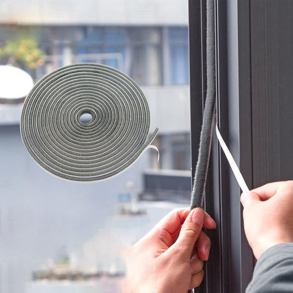 39.4FT Brush Weather Stripping, Self Adhesive Seal Strip for Windows and Doors, Soundproofing, Windproof, Grey