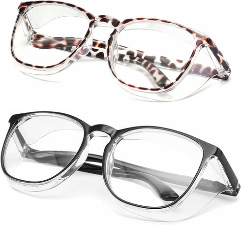 Safety Glasses Anti Fog Goggles, Blue Light Blocking Protective Eyewear for Men Women, 2 Pack (new-leopard+black)