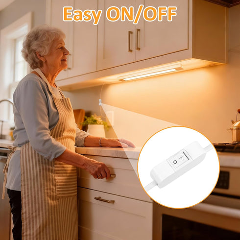 14 Inch 110V 120V Counter, maylit Under Cabinet Lighting Plug in, Linkable Ultra Bright LED Light Bar, Renter Friendly